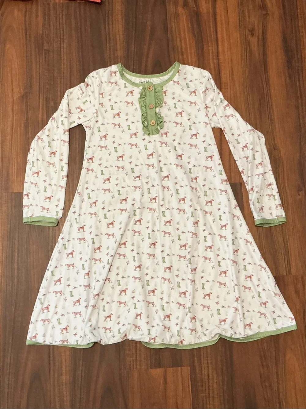 Serendipity Shrimp & Grits Kids Fox Print Long Sleeve Dress XXL
